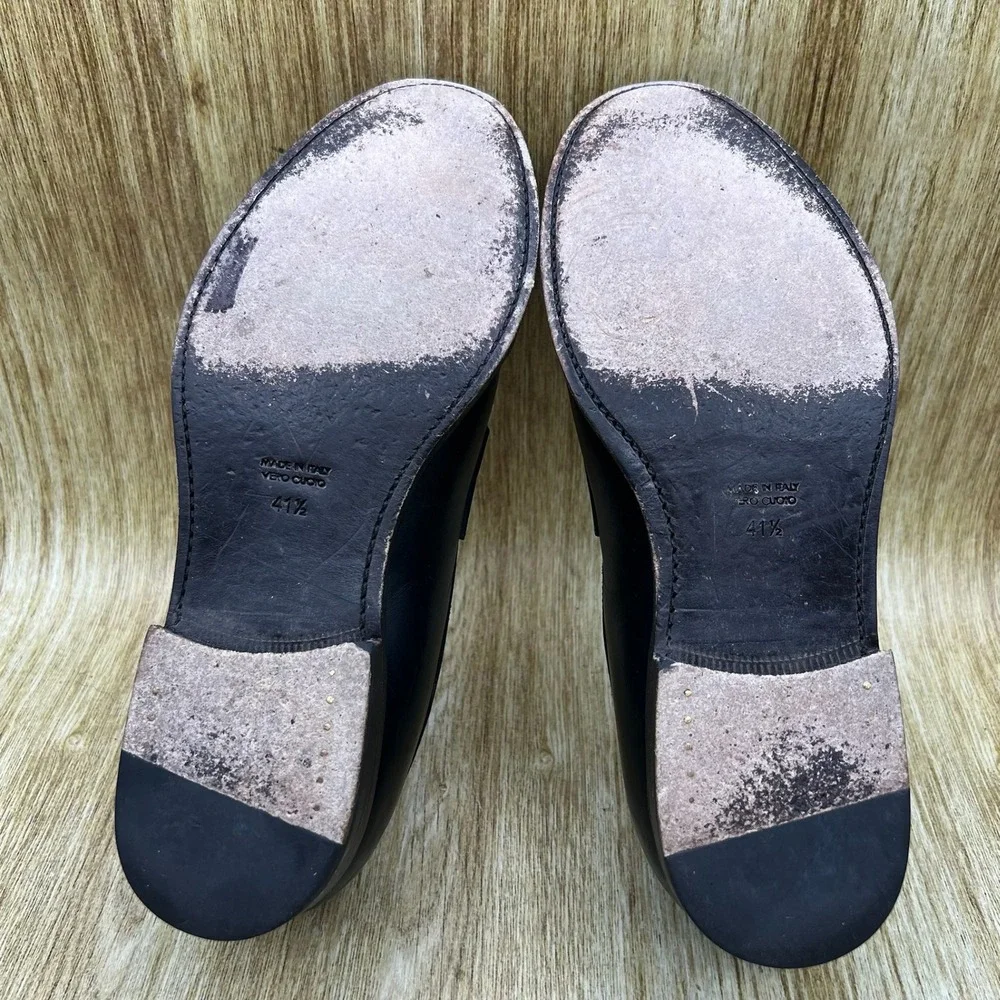 Suitsupply Penny Loafers Men's Size 8.5 Black Leather Made in Italy Dress Shoes